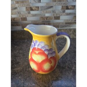 Holiday Designs USA pitcher Fruit Grapes Peaches Yellow Orange 7 Inches Tall